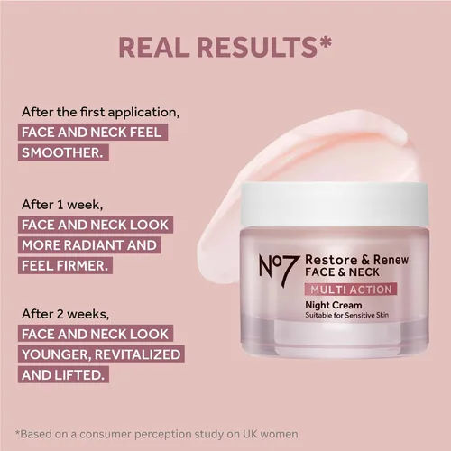 Vista 7 de No7 restaurar & Renew Face & Cuello Multi Acción Skincare sistema, pack de 1