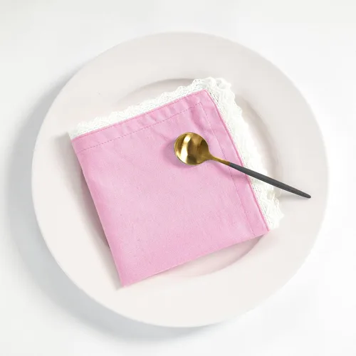 Vista 51 de FINGERCRAFT Servilletas de tela de lino y algodón de 12 unidades con esquinas ingletadas y elegante encaje para uso diario; las servilletas están
