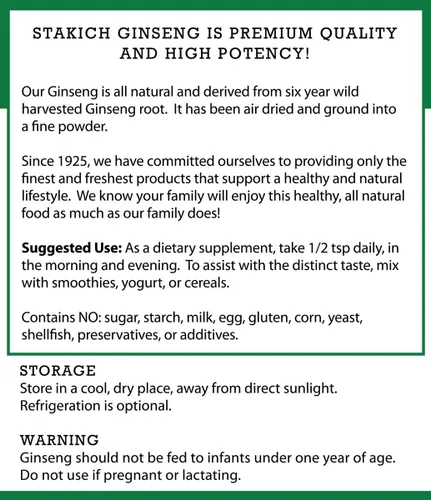 Vista 4 de Stakich Polvo de raíz de ginseng americano - Polvo puro de ginseng - 1 lb