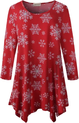 Vista 6 de LARACE - Camisa de talla extragrande para mujer, camisa tipo túnica con manga 3/4, ajuste holgado, ropa básica para mujer 2-negro_cuadros