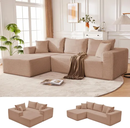 Vista 46 de Mangodan - Sofá seccional en forma de nube, sofá sin huesos para sala de estar, sofá seccional modular con asiento profundo, cómodo sofá de felpa