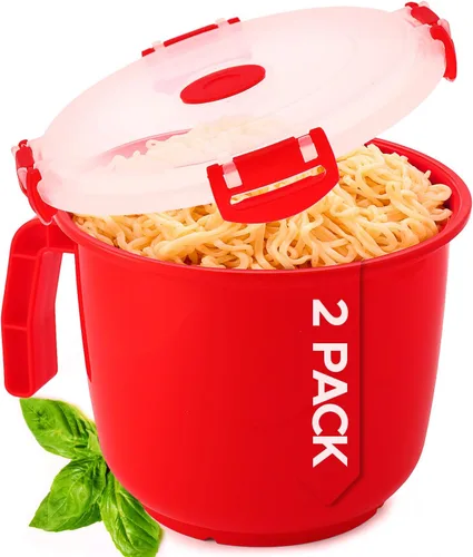Vista 7 de Tafura Tazón para microondas con tapa, cuencos de sopa aptos para microondas de 34 onzas con tapa, cuenco de fideos ramen con asa, cuencos