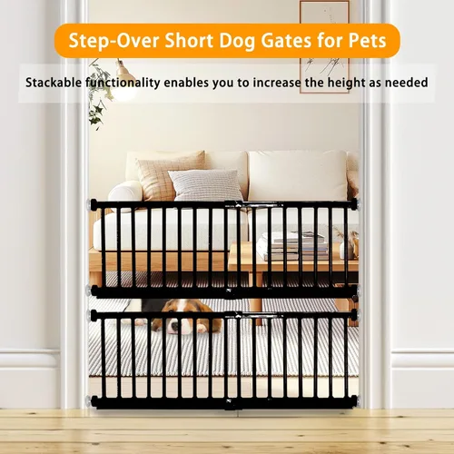 Vista 3 de Puerta para Perros, SHYUJAJIE Puerta Corta Ajustable Extra Ancha para Perros, Puerta Pequeña para Mascotas con 4 Kits de Extensión, Montada a Negro