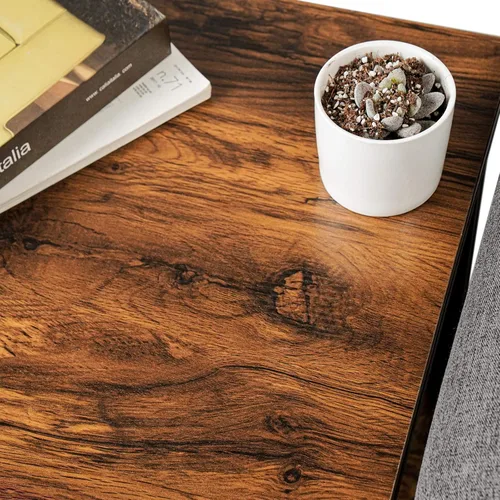 Vista 7 de Cubiker Mesa auxiliar para sofá, mesa auxiliar con estante de madera, mesa de sofá en forma de C para sala de estar, dormitorio, mesita de noche