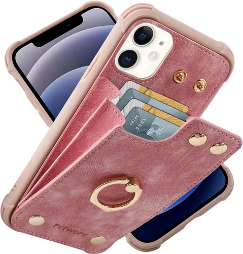 Vista 20 de Funda tipo cartera compatible con iPhone XR/10R con tarjetero de crédito, funda protectora de cuero a prueba de golpes compatible con anillo