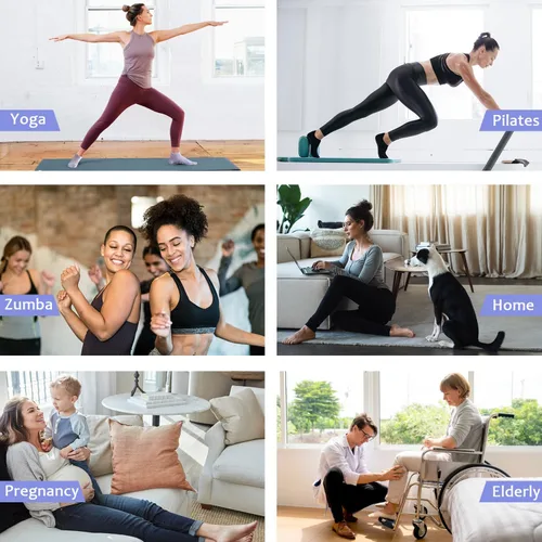 Vista 5 de yeuG Calcetines de pilates antideslizantes con agarre para mujer, calcetines de agarre para yoga, ballet, entrenamiento descalzo, calcetines