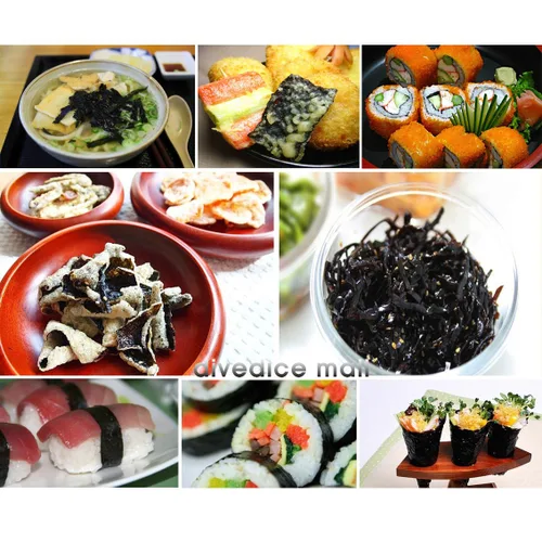 Vista 4 de 100 hojas (6.7 onzas) de algas marinas secas Nori Raw Sushi sin sazonar