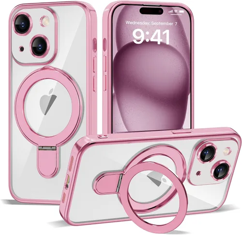 Vista 132 de Funda compatible con iPhone 12 con soporte de anillo magnético invisible [compatible con Mag-Safe] [Protector completo de lente de cámara] Funda