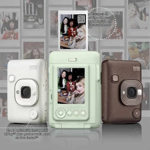 Vista 7 de Paquete de cámara instantánea Fujifilm INSTAX Mini LiPlay híbrida con 20 hojas de película INSTAX Mini, tarjeta microSD de 32GB, cable de carga USB
