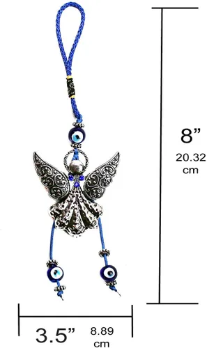 Vista 2 de LUCKBOOSTIUM Hermoso ángel con cristal azul y adorno colgante de mal de ojo, dijes de buena suerte, llaves del hogar, bolso, bolsos y accesorios