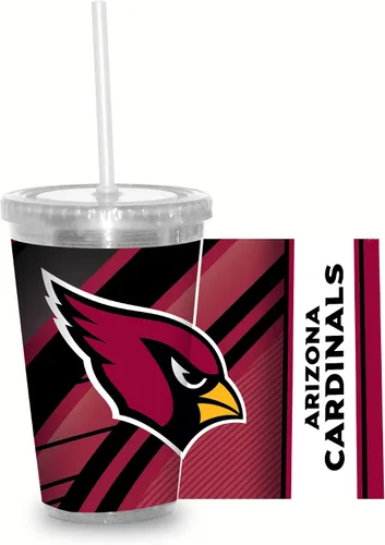 Vista 14 de Vaso transparente de fútbol NFL de 16 onzas con popote para fanáticos de la NFL