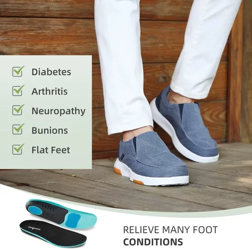 Vista 4 de OrthoComfoot Zapatos ortopédicos cómodos sin cordones para hombre con soporte de arco, mocasines ortopédicos para fascitis plantar, zapatos de lona