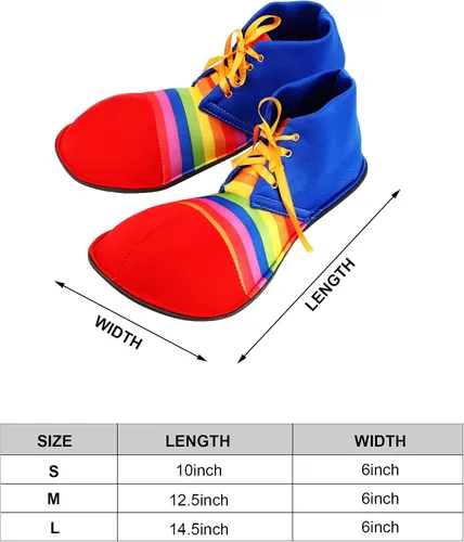 Vista 2 de Zapatos unisex de payaso arco iris para Halloween, accesorios, accesorios y kits (S, tira colorida), Multicolorido