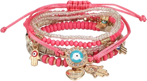 Vista 9 de Budsmile Pulseras bohemias de cuentas elásticas para mujeres y niñas, juego de pulseras apilables en múltiples capas, dijes multicolor hechos a