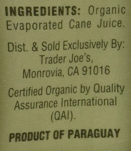 Vista 3 de Trader Joe's - Jugo de caña evaporado de azúcar orgánico certificado por USDA Orgánico Certificado Orgánico Garantía de Calidad Internacional