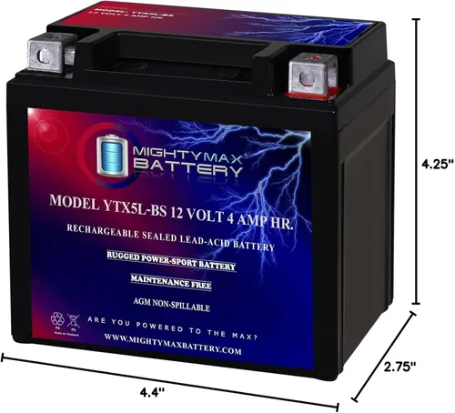 Vista 9 de Mighty Max Battery YTX5L-BS - Batería de repuesto para Polaris 110 Outlaw 2020