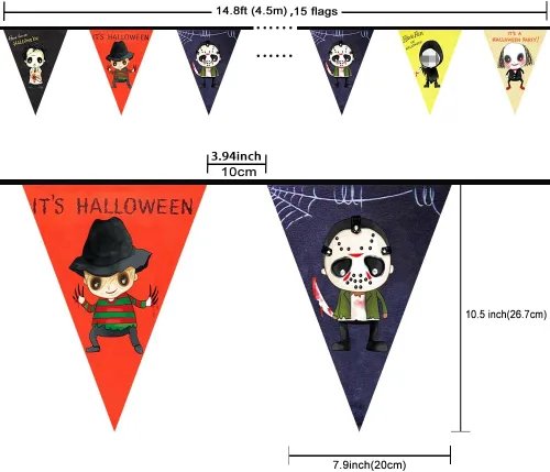 Vista 5 de Cartel temático de personajes de películas de terror para decoración de interiores y exteriores, suministros de fiesta de Halloween, decoraciones