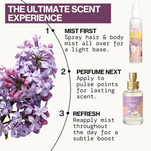 Vista 7 de Pacifica Perfume en aerosol French Lilac – Fragancia floral vegana limpia para mujeres, notas de lila recién cortadas y magnolia en polvo, aroma