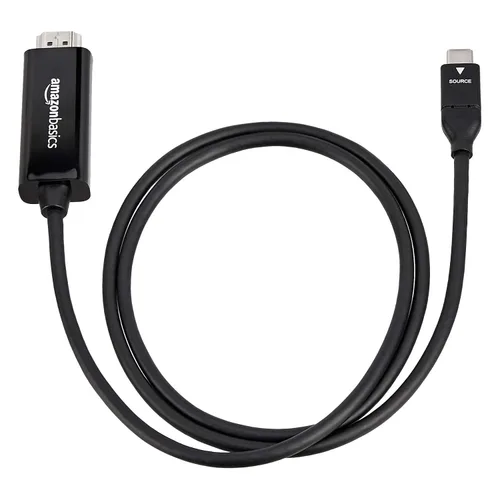Vista 6 de Amazon Basics Adaptador de cable USB-C (fuente) a HDMI (pantalla) (compatible con Thunderbolt 3) 4K @30Hz, 3 pies, negro