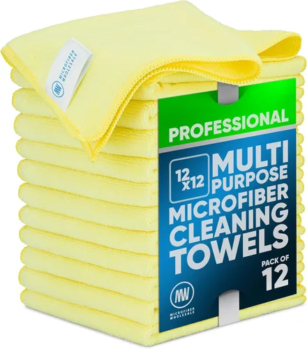 Vista 19 de Paños de limpieza de microfibra Pro multisuperficie de 12 x 12 pulgadas Negro - Paquete de 12 Toallas de microfibra premium para limpiar vidrio