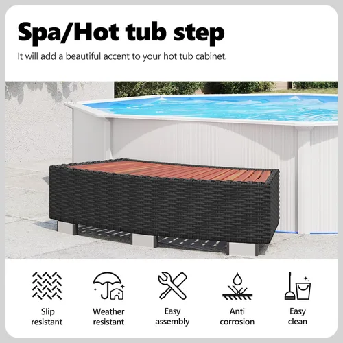 Vista 5 de vidaXL Spa Step Poly Rattan 36.2"x17.7"x9.8" Negro