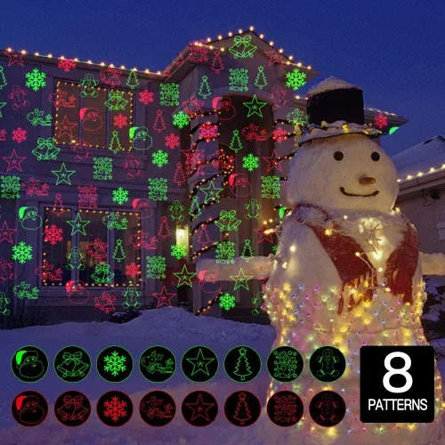 Vista 10 de Luces de proyector láser de Navidad, luces de proyección LED de 8 patrones con control remoto, proyectores de paisaje, espectáculo de estrellas