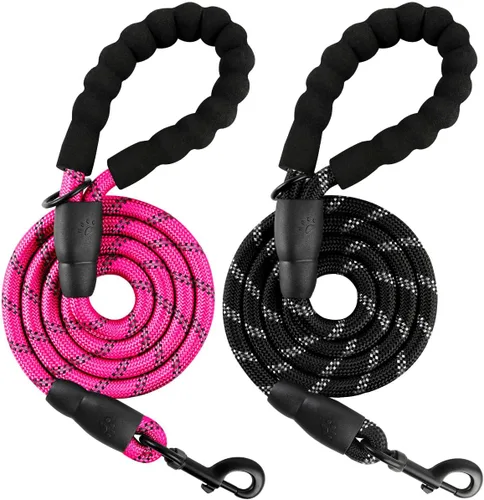Vista 24 de BARKBAY - Correas para perros grandes, resistentes, de 4/5/6 pies, con cómoda asa acolchada y hilos altamente reflectantes para perros medianos