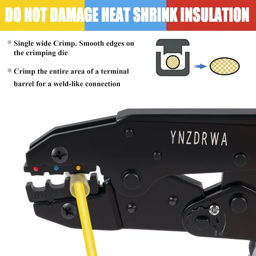 Vista 3 de YNZDRWA Herramienta de engarzado para conectores termorretráctiles, herramienta de engarzado de cables mejorada, engarzadora de terminales de cable