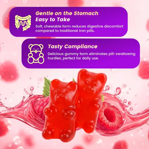 Vista 6 de Gomitas de hierro para niños y adultos, hierro 45 mg con vitamina C