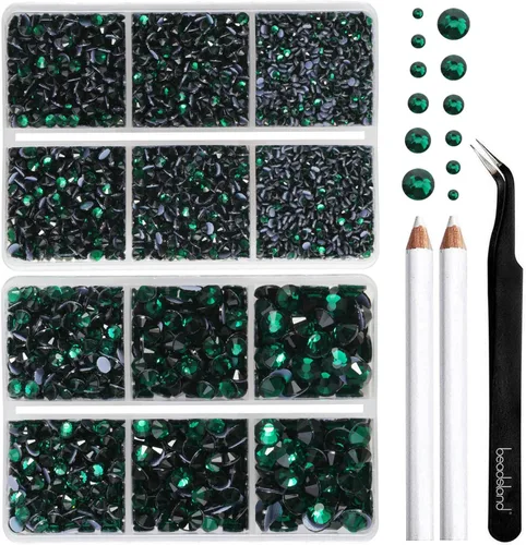 Vista 22 de BEADSLAND Diamantes de imitación termoadhesivos, 6080 piezas de diamantes de imitación azules para manualidades en ropa, 6 tamaños mixtos con lápiz