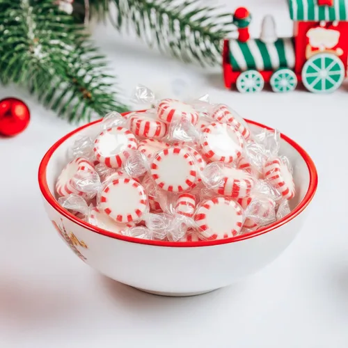 Vista 4 de Caramelos de menta Starlight a granel – 5 libras envueltos individualmente discos de menta duros de menta de Navidad para fiestas de vacaciones
