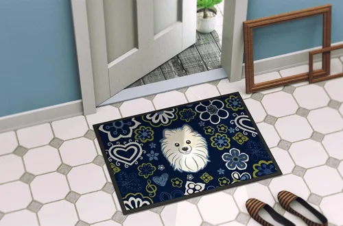 Vista 4 de Caroline's Treasures BB5058JMAT - Felpudo de 24 x 36 pulgadas, diseño de flores azules, para interiores y exteriores, para entrada, antideslizante