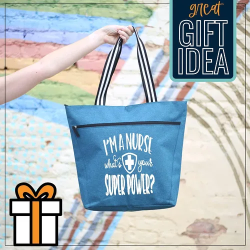 Vista 3 de Grandes bolsas de mano con cremallera para enfermeras, con bolsillos, perfectas para el trabajo, regalos para CNA, RN y estudiantes de enfermería