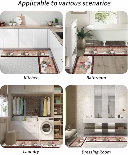 Vista 6 de Tapete de baño de Navidad para bañera, antideslizante, de secado rápido y absorbente, de tierra de diatomeas, tapete de cocina, felpudo de cocina