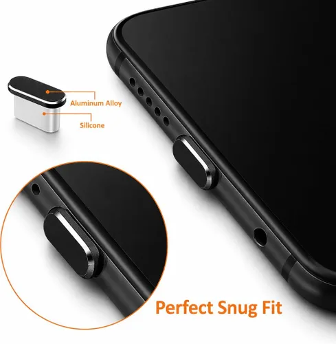 Vista 2 de Mizi Enchufe antipolvo USB C, paquete de 4 protectores de puerto de carga para iPhone 17 Pro Max, accesorios de limpieza completos - Negro