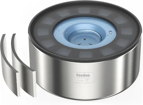 Vista 10 de Cuenco de agua antiderrames para perros, de acero inoxidable de doble pared con tapa a prueba de salpicaduras y disco flotante, base antideslizante