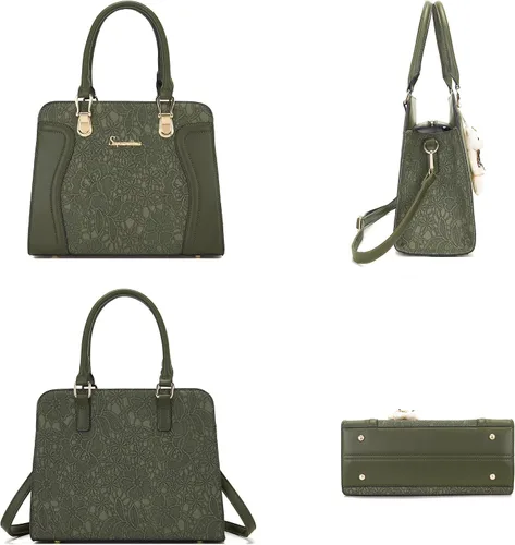 Vista 16 de Bolsos de mano de moda para mujer, bolsa de hombro, asa superior, bolsa de mano, juego de 4 piezas
