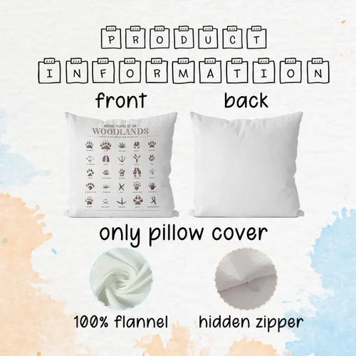 Vista 5 de IWXYI Fundas de almohada de bosque, fundas de almohada de pistas de animales de 18 x 18, decoración de guardería de bosques, fundas de almohada