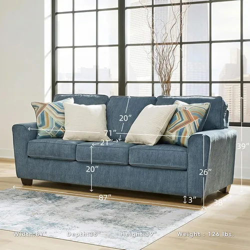 Vista 3 de Signature Design by Ashley Cashton - Sofá casual para sala de estar, color azul