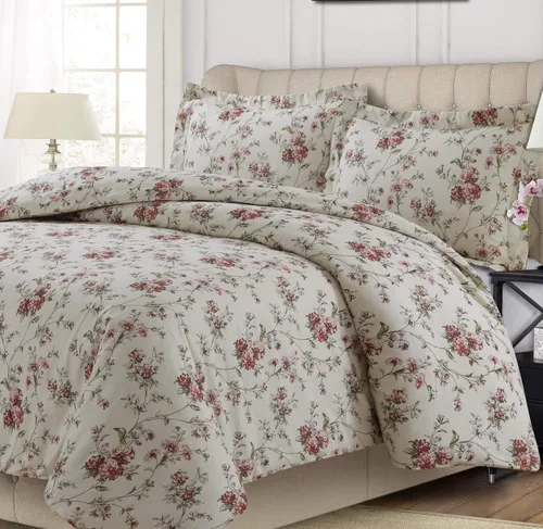 Vista 10 de Tribeca Living Juego de funda de edredón de 200-GSM con estampado floral, King, Multicolor (FL200DSKIDB)