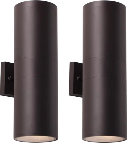 Vista 12 de mirrea Lámpara moderna para porche al aire libre en 2 luces con cilindro de aluminio y cubierta de vidrio templado, aplique de pared impermeable