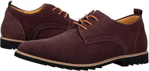 Vista 4 de Zapatos de vestir, zapatos Oxfords para hombre, zapatos de boda para hombre, cómodos zapatos de gamuza azul marrón
