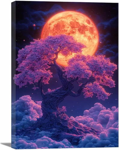 Vista 16 de VOCBAN Modern Artwork Colourful Tree Of Life Wall Art Canvas Picture Print Painting Botanical Artwork for Bathroom Living Room Bedroom(blue blue 80