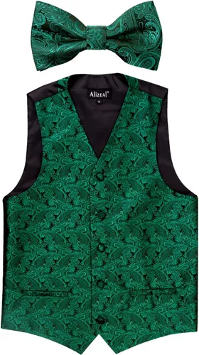 Vista 2 de Alizeal Conjunto de 2 piezas de corbatín y chaleco de traje clásico de cachemira para niños