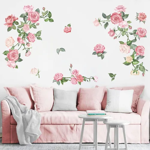 Vista 3 de decalmile Adhesivos de pared con diseño de rosas y rosas