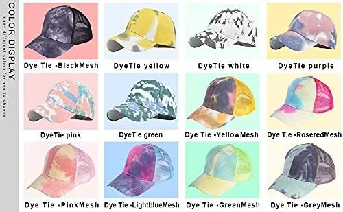Vista 5 de Gorra de béisbol desgastada con tiras cruzadas, gorra de béisbol desgastada, gorra de cola de caballo alta para mujer