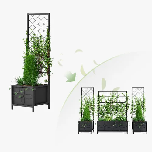 Vista 10 de Zhongma Macetero de metal con enrejado elevado con enrejado para plantas trepadoras de vid y flores (12.8 x 35.43 x 74 pulgadas), pantalla