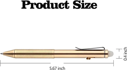 Vista 2 de SMOOTHERPRO Bolígrafo de acción de perno de latón macizo borrable, bolígrafo pesado compatible con repuesto Pilot FriXion, clip duradero para EDC