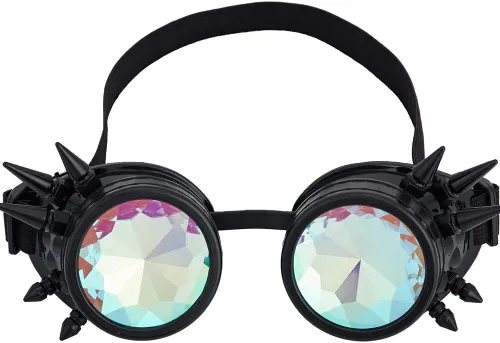 Vista 85 de Gafas caleidoscopio para raves trippy psicodélico steampunk con lentes de cristal de difracción de prisma arcoíris