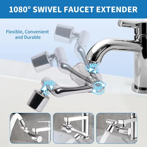 Vista 8 de Aireador de grifo filtrado giratorio de 1080°, extensor de grifo de fregadero de baño, extensor de grifo de filtro para fregadero de baño, filtro